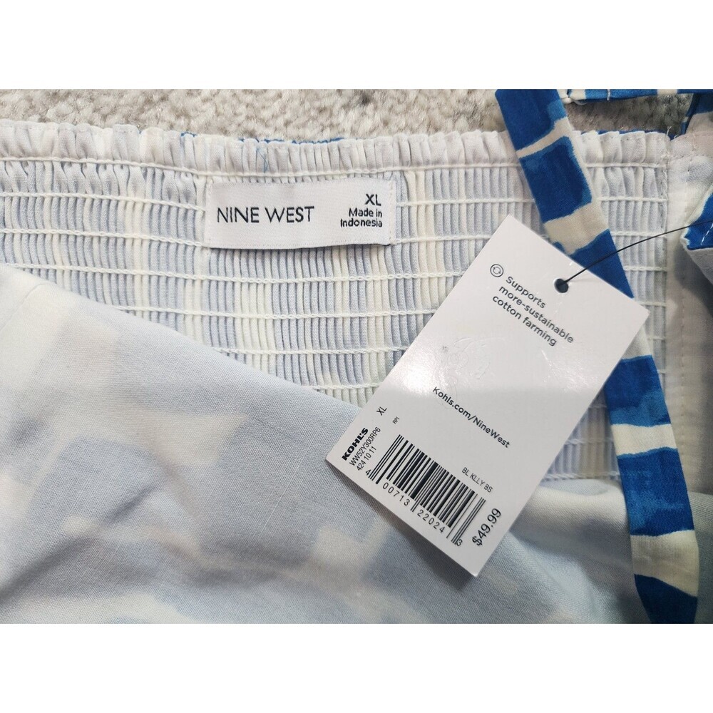 NEW Nine West Square Neck A-Line Blue White Patterned Women's Dress Size XL - Picture 5 of 6
